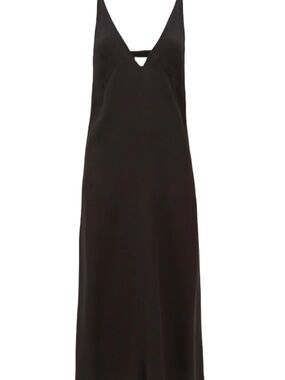 Raey | 100% Silk Black Slip Dress | maxi slip dress with a deep V-neck